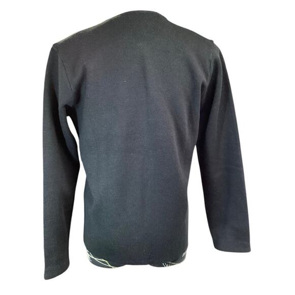 Vntg 90's Northern Isles embroidered floral cardigan long sleeve L black - Picture 4 of 5